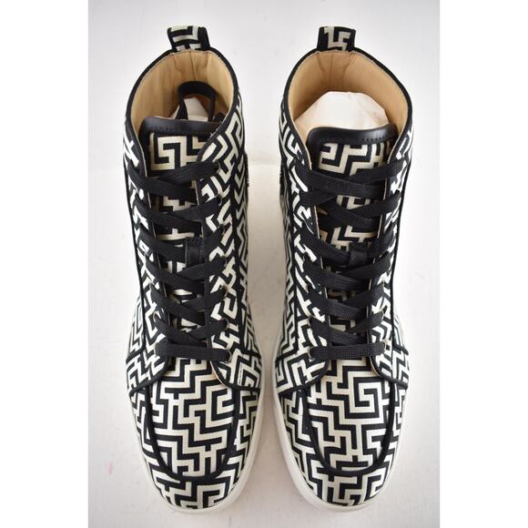 Christian Louboutin Mens Rantus Orlato Flat Tissu Black White High Sneaker 44 11 - Picture 9 of 13